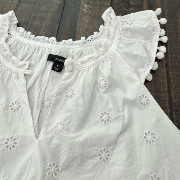 J. Crew White Eyelet Blouse with Ruffles - Picture 6 of 11
